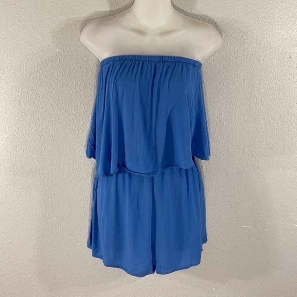 SMYM Thelma Italian Blue crepe popover romper - Picture 5 of 11